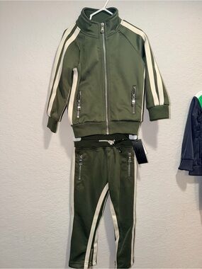 Jordan Craig Boys 2-Piece Track Suit Olive Green Cream Size 3T NWT